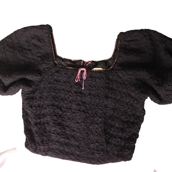 Vintage 70s Square Dance Circle Dress Black Pink Western Rockabilly 28" Waist US - Picture 2 of 6